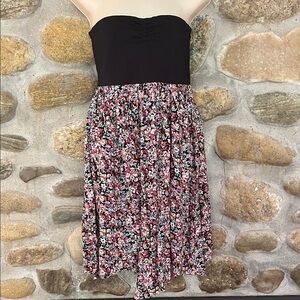 ONEILL BRAND Floral Strapless Dress - Black and Pink